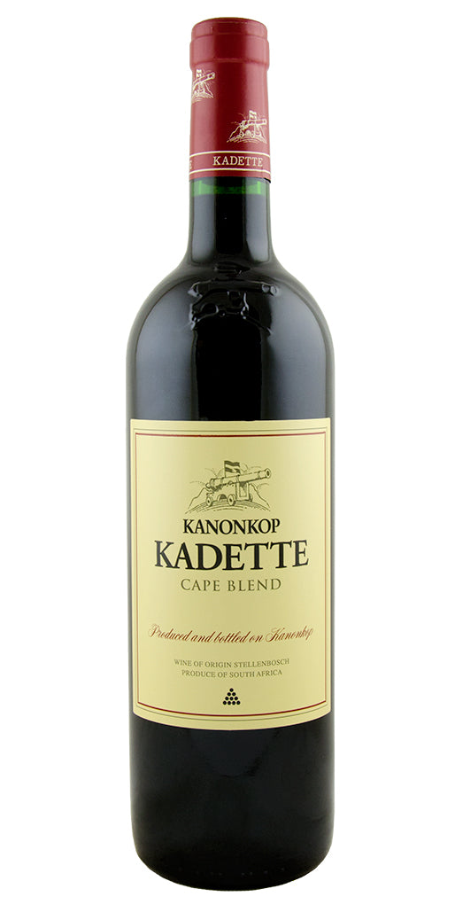 Kanonkop Kadette Cape Blend -A smooth, fruit‑rich South African Cape Blend with notes of berries, plum, and gentle spice — perfect for braais, biltong, and everyday sipping.