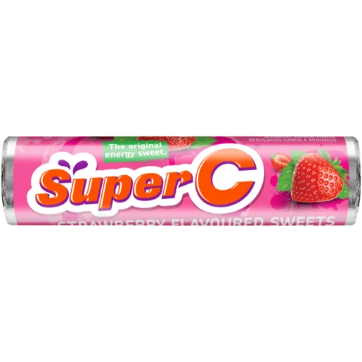 Super C Strawberry Flavoured Sweets 36.6g REDUCED BEST BY DATE 15 April 2025