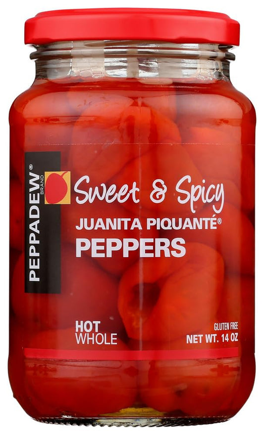 Peppadew Hot Whole Piquante Peppers - Sweet, tangy, hot piquante peppers — perfect for stuffing, tapas, salads, pizzas, and platters.