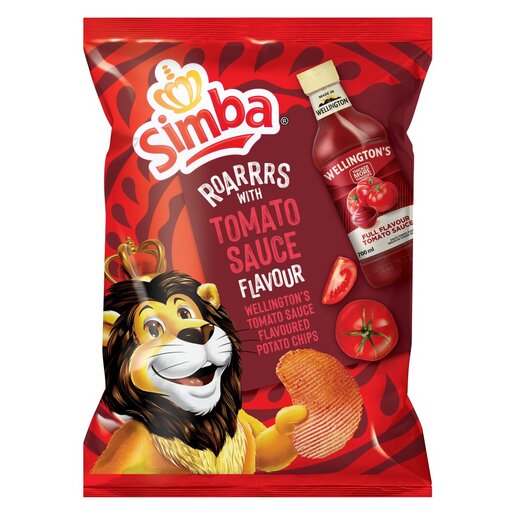 Simba Tomato Sauce Chips – 120g -  Sweet‑tangy tomato flavour with that iconic Simba crunch — a true South African favourite.