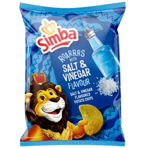Simba Salt &amp; Vinegar Chips – 120g Bold, tangy salt‑and‑vinegar flavour with that iconic Simba crunch.