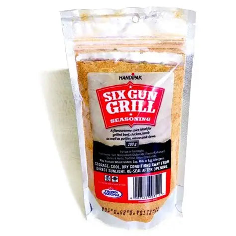 Six Gun Spice 200g - A bold, smoky all‑purpose South African seasoning perfect for braais, roasts, veggies, and everyday cooking.