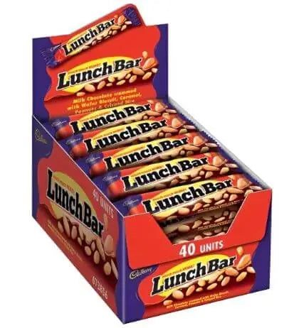 Cadbury Lunch Bar 40g - A classic South African chocolate bar with peanuts, nougat, caramel, and crispy rice — the ultimate “Much More Munch” snack.